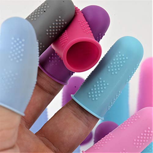 Finger Protectors [Flex Series - 18-Pack] Silicone NonStick Tip Covers [All in Size Small - 3 of Each Color in 6 Colors] for Hot Glue/Sewing/Wax/Rosin/Resin/Honey/Adhesives - color: Small - [12 Pack]
