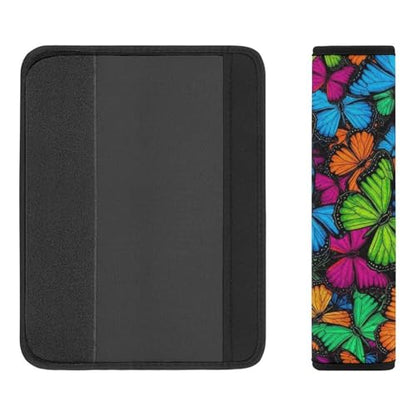 2 Piece Vibrant Rainbow Butterflies Car Seat Belt Pad Breathable Seat Belt Cushion for Child, Stroller Pushchair High Chair, Easy Install (No Tool) - color: Pattern 597