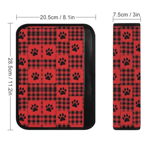 2 Pack Pet Dog Cat Paws Print Red Buffalo Check Plaid Seat Belt Shoulder Pad Universal Fit Harness Pads Strap for Kids, Car Seats Pushchair Strollers High Chair Pushchair, Shock Absorption - color: Pattern 654