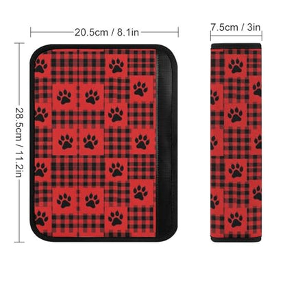 2 Pack Pet Dog Cat Paws Print Red Buffalo Check Plaid Seat Belt Shoulder Pad Universal Fit Harness Pads Strap for Kids, Car Seats Pushchair Strollers High Chair Pushchair, Shock Absorption - color: Pattern 654