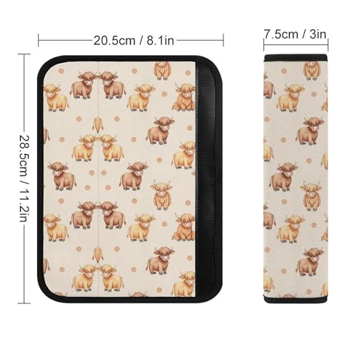 2 Pack Breathable Car Seat Straps Shoulder Pads for Adults and Children, All Vehicles, Farm Animal Rustic Farmhouse Cute Highland Cow Harness Pads Strap, Pressure Relief - color: Pattern 947