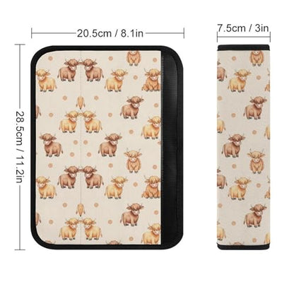 2 Pack Breathable Car Seat Straps Shoulder Pads for Adults and Children, All Vehicles, Farm Animal Rustic Farmhouse Cute Highland Cow Harness Pads Strap, Pressure Relief - color: Pattern 947