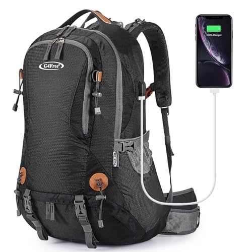 G4Free 50L Hiking Backpack Waterproof Daypack Outdoor Camping Climbing Backpack with Rain Cover for Men Women | Durable Material Waterproof, Capacity: 50L, Size: 14.2 x 9.4 x 23.6 inches, Outdoor, Hydration Bladder Compartment - color: Black01