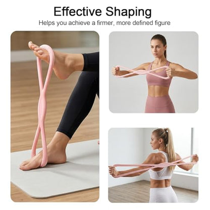 Figure 8 Resistance Bands with Handles 15lbs Elastic Fitness Exercise Band Yoga Elastic Stretch Bands Portable Shoulder Stretch Training Ropes for Women Men Working Out Arm Back Home Gym Yoga Physical