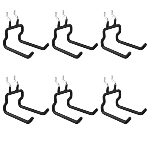 6 Pack Pegboard Hooks - Peg Board Tool Utility Hooks & Hangers Fit 1/4" Pegboards - Heavy Duty Metal Peg Board Shelving Hooks Wall Organizers and Storage for Garage Craft Workbench (S)