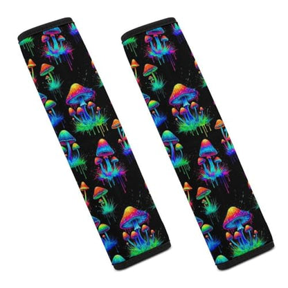 2 Pack Mushroom Graffiti Car Seat Straps Shoulder Pads Universal Fit Neck Strap Covers for Adults and Children, All Vehicles, Pressure Relief - color: Pattern 591