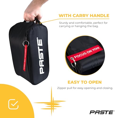 PASTE Shoe Bag Black - Waterproof Shoe Carrying Bag with Zipper for Men, Women - Ideal for Gym, Sneaker, Golf, Football, Soccer, Tennis, Bowling, Basketball, Dance Shoes - Organizer, Shoe Cover