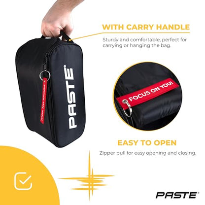PASTE Shoe Bag Black - Waterproof Shoe Carrying Bag with Zipper for Men, Women - Ideal for Gym, Sneaker, Golf, Football, Soccer, Tennis, Bowling, Basketball, Dance Shoes - Organizer, Shoe Cover