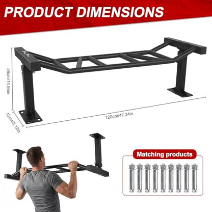 47 Inch Ceiling Mount Pull Up Bar Heavy Duty Multi-Grip Chin Up Bar Adjustable Height&Supports to 600 Lbs Fitness Trainer Home Gym Equipment