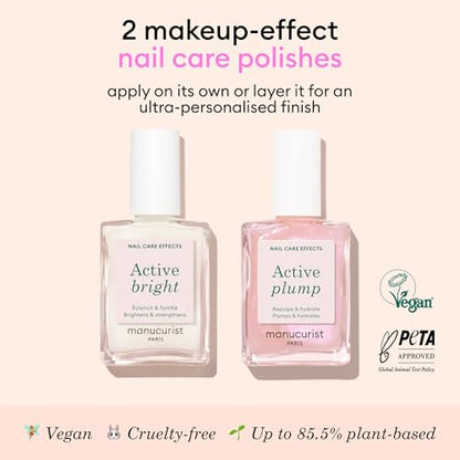Manucurist Active Icons Duo Bright & Plump Nail Polish Set | Nail Care Duo with Active Bright and Active Plump - Helps Brighten Nails for a Natural-Looking Glow - No Lamp, Vegan - color: Active Bright, Active Plump