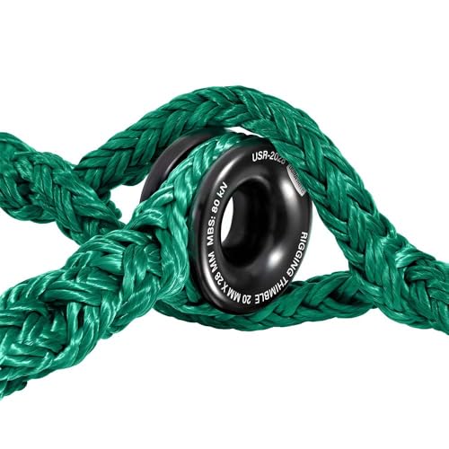 Pelican Rope 3/4" - 12 FT - Green Adjustable Rigging Block Sling with Aluminum Ring - 20,000 LBS MBS / 2,000 LBS WLL, 12 Strand, Polyester, Arborist Sling, Tree Climbing Gear - Single-Head - style: Single-Head | 3/4" – 12 FT