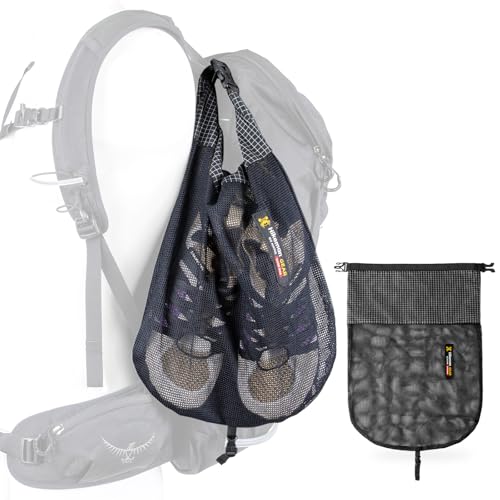 HIKEMAN Mesh Shoe Storage Bag for Hiking, Backpack External Storage Pouch, Attach to Backpack for Hiking, Camping, Backpacking & Outdoor Activities (Black, M) - color: Black, size: M