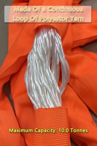 Heavy-Duty 22046 lb Polyester Round Sling 10ft Length, 6M Circumference Industrial Lifting Strap with Reinforced Inner Core – Soft & Protective for Delicate Loads【10t-3m】 - size: 10T-3M