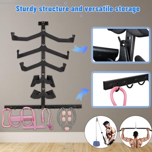 LAT Pulldown Attachments LAT Pull Down Bar Storage Rack for Mag Grip LAT Pulldown Machines Attachments Stand Cable Attachment Storage Rack for Home Gym and Gym Wall Storage