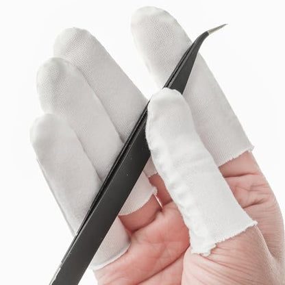 100 Pcs Finger Gauze Sleeve, Cotton Finger Cots Fingers White Toe Sleeves Thumb Protector Covers Condom Fingertips Protective Cushion Comfortable Reusable for Men Women