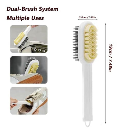 2-in-1 Suede Brush & Eraser for Shoes – White | Rubber Brush With Soft Plastic Bristles; Cleans Suede, Nubuck & Delicate Leather; Built-In Eraser Block - color: White