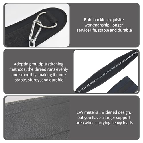 Dip Belt, 18.5x6 Inch Pull Up Belt with D-Ring & 35" Chain, Strong Nylon Weighted Pull Up, Replacement Gym for Exercising, Bodybuilding
