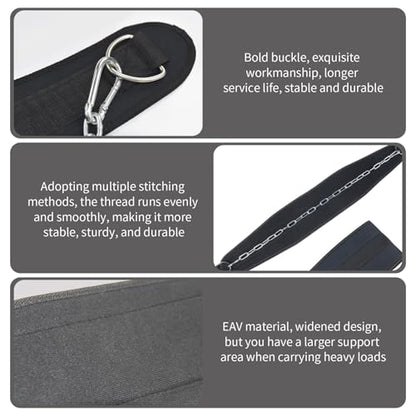 Dip Belt, 18.5x6 Inch Pull Up Belt with D-Ring & 35" Chain, Strong Nylon Weighted Pull Up, Replacement Gym for Exercising, Bodybuilding