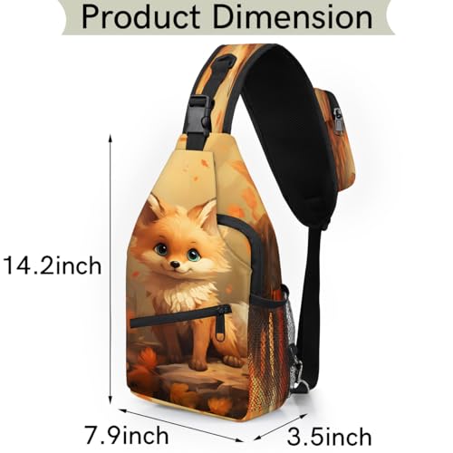 Fall Fox Maples Sling Bags for Women Men, Waterproof Crossbody Sling Backpack Travel Outdoor Sports Chest Bag - color: Red