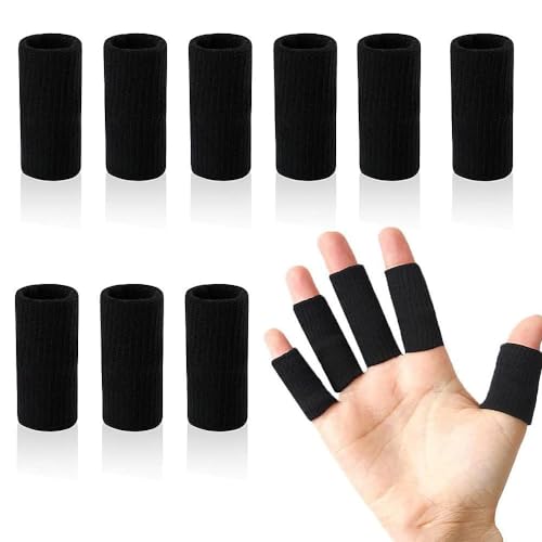 Finger Sleeves Protectors, 10Pcs Sport Finger Sleeves Elastic Thumb Brace Support for Basketball Golf Premium Fingers Sleeve for Arthritis Perfect for Relieving Pain (10PCS black set) - color: 10PCS black set