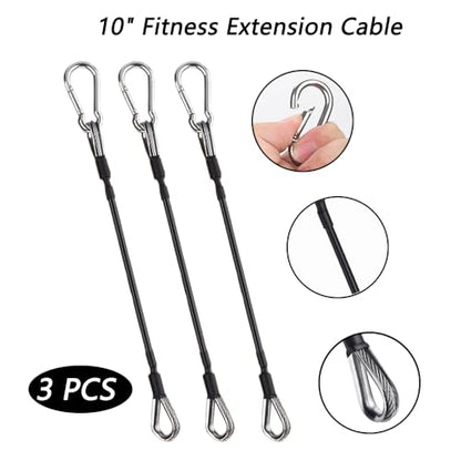 LOOEEL 3PCS Gym Cable Extension,Gym Extension Cable-Thick 0.2",Fitness Extension Rope Attachments Compatible Replacement Gym Cables Machine Extension for Tricep Pull Down,Leg Extensions Machine