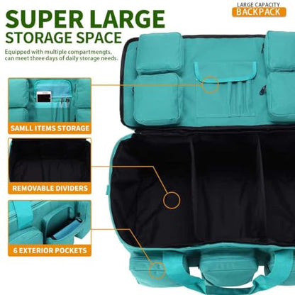 3 In 1 Military Duffel Bag 50L Gym Bag for Men Convertible Weekender Backpack for Sports Travel Basketball (50L-LakeBlue) - color: 50L-LakeBlue