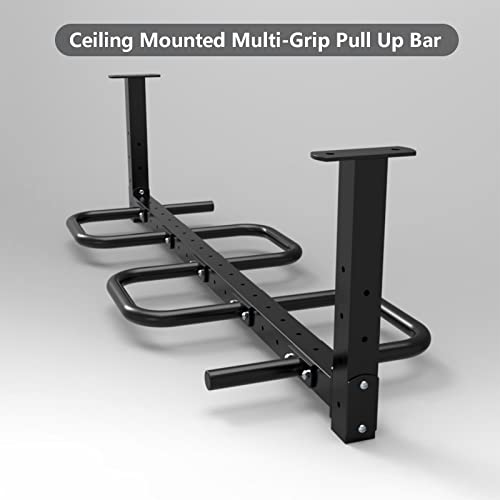 Heavy Duty Multi Grip Pull Up Bar Ceiling Mount, Multifunction Exercise Hanging Bar for Home Workouts, Indoor Upper Body Trainer Strength Training Pull-Up Bars, Steel, Max Load-Bearing 1100lbs - color: 3 siamesed