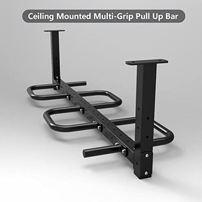 Heavy Duty Multi Grip Pull Up Bar Ceiling Mount, Multifunction Exercise Hanging Bar for Home Workouts, Indoor Upper Body Trainer Strength Training Pull-Up Bars, Steel, Max Load-Bearing 1100lbs - color: 3 siamesed