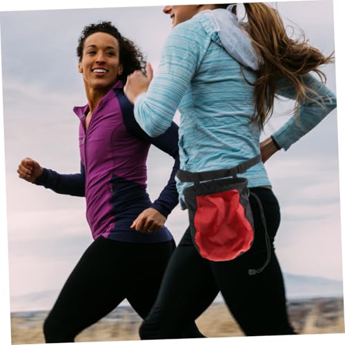 Kichvoe Climbing Chalk Bag Waist Pouch Non-Slip Large Capacity Powder Storage Bag for Outdoor Bouldering and Fitness Training with Drawstring Closure, Red Black