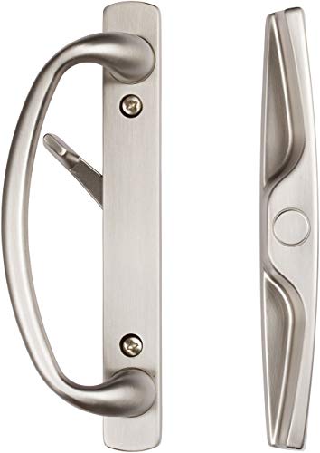 Rockwell Security Euro Charlotte Patio Sliding Door Handle Brushed Nickel Finish Fits 1-3/4 Inch Thick Doors with 3-15/16 Inch Screw Holes with 3 or 4 Holes - color: Brushed Nickel