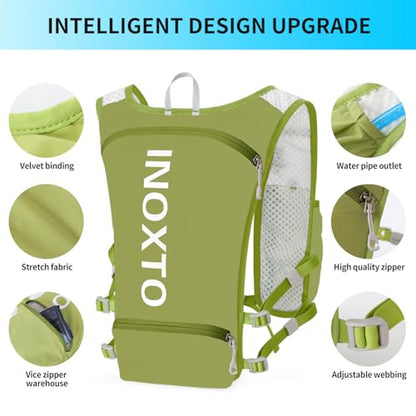 INOXTO Running Hydration Vest Backpack,Lightweight Insulated Pack with 1.5L Water Bladder Bag Daypack for Trail Hiking Running Cycling Race Marathon for Women Men - color: Fruit green