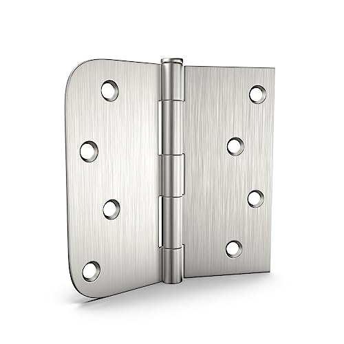 12 Pack goldenwarm Door Hinges Satin Nickel 4inch Interior Door Hinges with Square & Round Corners, Brushed Nickel Flat Butt Hinges Door Hardware - color: Satin Nickel, size: 12 Pack