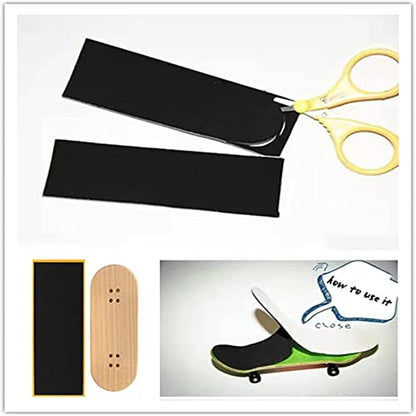 Fingerboard Grip Tape, PRO Quality 8 Sheets Foam Black Wooden Mini Skateboard Strong Adhesive Stickers 110mm x 38mm (8) - color: 8pcs