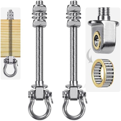 SELEWARE Heavy Duty Swing Hangers with Silent Bearings, 1500LB Capacity Stainless Steel Swing Hardware Kit (2 Pack), M10 x 9" Bolts for Wood/Steel Beams, Porch Swings, Yoga Hammocks, Gym Rings - color: U (9 inch, 2 Pack)