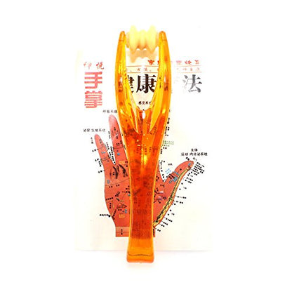 YPY 2 Pieces Orange Finger Joints Massager Hand Handheld Blood Circulation Tool Stress Relief Plastic Care Relax Double Rubber Roller Massage (2)