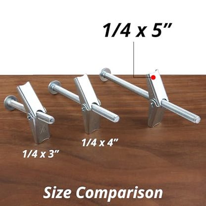 HASWARE Toggle Bolt Zinc Plated Steel and Wing Nut for Hanging Heavy Items on Drywall 1/4x5 (8 Pack) - size: 1/4x5" (8 Pack)