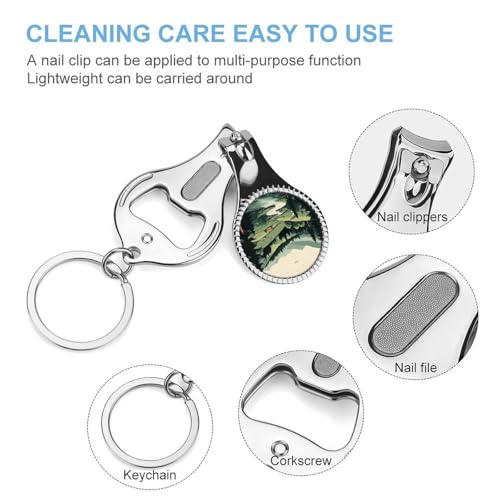 Outdoor Landscape Metal Nail Clipper, Nail Cutter with File & Bottle Opener Keychain for Men Women, Portable Nail Tool for Travel Outdoor Daily Use