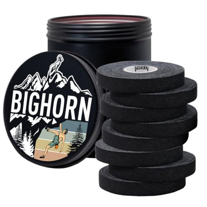 Bighorn Athletics Finger Tape, Male Climber Tin, 0.5" x 45ft, 8Rolls, Black | Climbing tape with retro design tape holder for tension support & bouldering. EZ tear, strong adhesive, residue-free. - color: Black