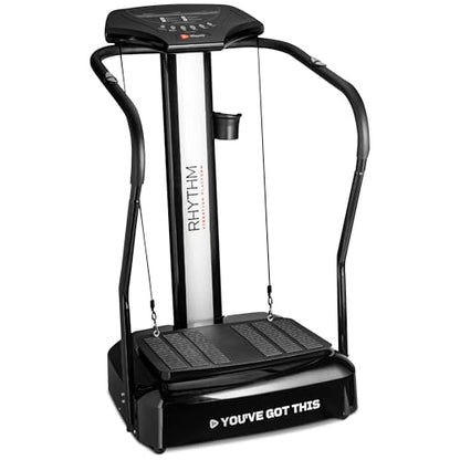 Lifepro Rhythm Vibration Plate Exercise Machine with 99 Speed Levels | Heart Rate Monitor, Resistance Bands, Cup Holder, Phone Holder — Vibration Plate for Lymphatic Drainage & Full Body Workout