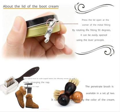 Shoe Shine Kit | Unisex Shoe Care Set | Includes Brushes, Shoe Polish, Cleaning Cloth, Sheepskin Pad, and Stain Remover | Ideal Gift Box for Home Use or as a Present