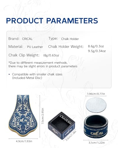 CRICAL Portable Magnetic Pool Chalk Holder Square Chalk Cube Holder Billiard Cue Accessory Gift Idea - color: CL-ChalkHolder Dark Blue White-RS