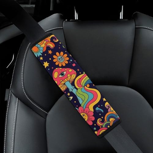2PCS Breathable Seat Belt Cover for Adults and Children, Most Cars, Flower Trippy Flowers Eye Shoulder Harness Cover, Shock Absorption - color: Pattern 808