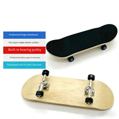 Complete Fingerboard Set - 5-Ply Canadian Maple Deck (100mm x 30mm), Alloy Trucks, Bearing Wheels with ABEC-5, Grip Tape & Accessories | Pro Fingerboard for Tricks - size: 30mm