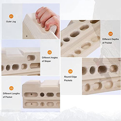 TWO STONES Wooden Hangboard Rock Climbing Pull Up Bar Designed Training for Climbing, Wood Fingerboard Climbing Training Board for Building Core Strength and Endurance