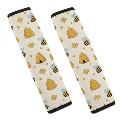 1 Pair Universal Soft and Comfortable Car Seat Belt Pad for Girls and Boys, Most Cars, Honey Bee Harness Pads Strap, Neck and Shoulder Support - color: Pattern 1115
