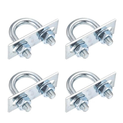 DTGN M10x27x54mm U Bolts Round Kit - 4Set - Carbon Steel U-Bolt Kit with Nuts, Washers, Frame Plate - Good for Pipe, Trailer, Automotive, Leaf Spring Fastener - size: M10x27x54mm