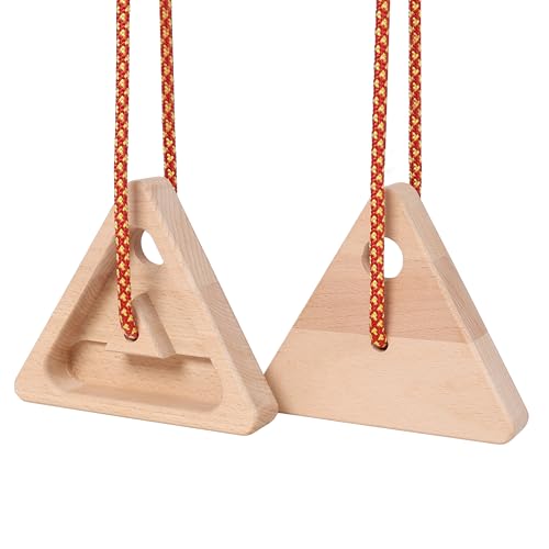 2Pcs Portable Rock Climbing Hangboard with Rope Triangle Fingerboard Rock Climbing Hang Holds Home Training Strengthen Finger Grip for Outdoor Indoor