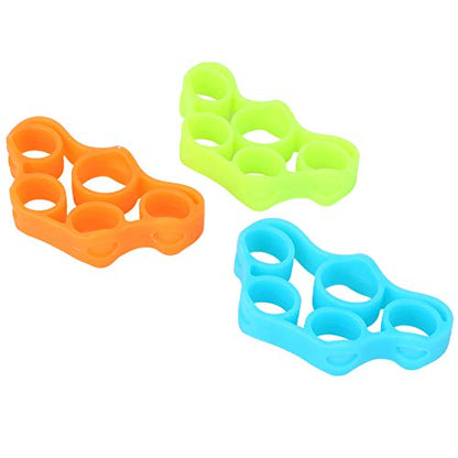 Aramox 3 Pcs Finger Strengthener Trapezoid Hand Trainer Blue Orange Green Silicone Resistance Bands for Guitarists Rock Climbers Finger Strength Training