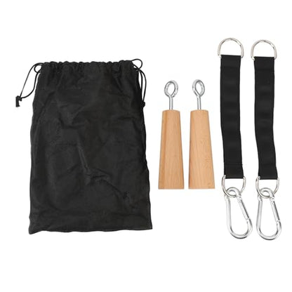 Wooden Pull Up Grips with Hanging Straps, Beech Wood and Iron Handles for Rock Climbing Holds Training Arm Forearm Wrist Strength Training Portable Fitness Equipment