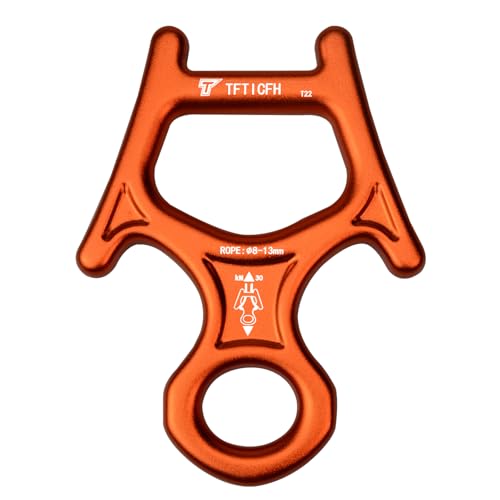 Figure 8 Descender, 30kN Climbing Descender, Heavy Duty 7075 Aluminum Belay & Rappel Equipment for Climbing, Mountaineering, Arborist, Caving, Aerial Yoga - color: 30kN-Orange